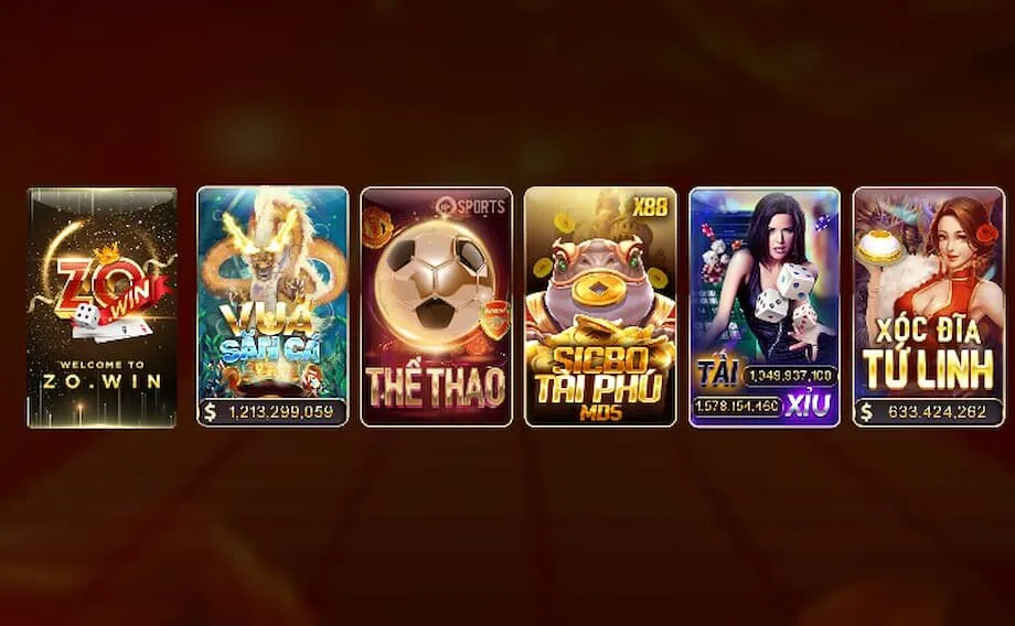 Zowin Kho game Zowin vô cùng đa dạng